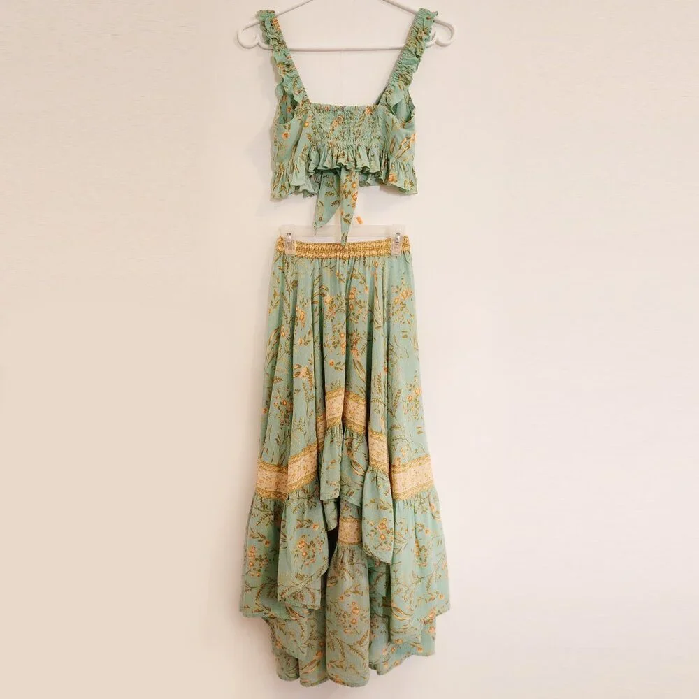 Spell High Low Skirt in Aqua and Beige - Picture 5 of 16